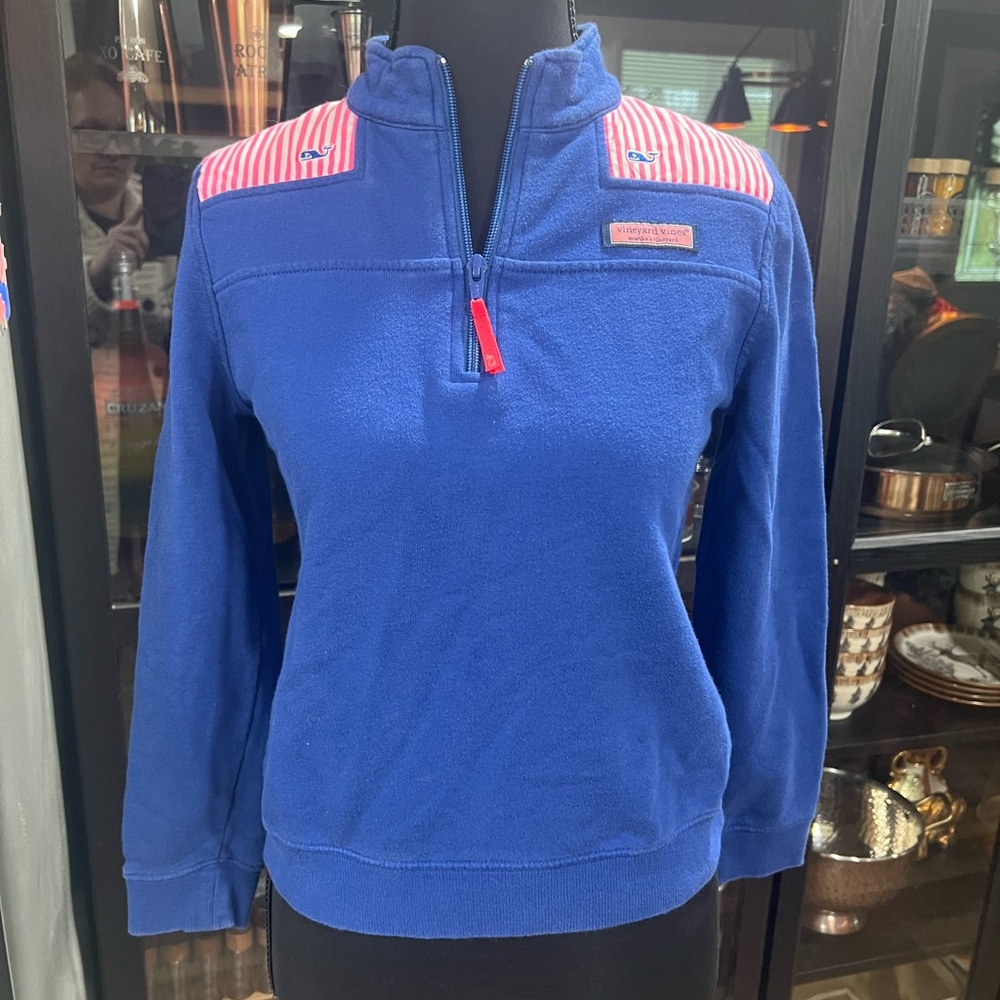 Vineyard Vines Girls Blue Quarter-Zip Pullover